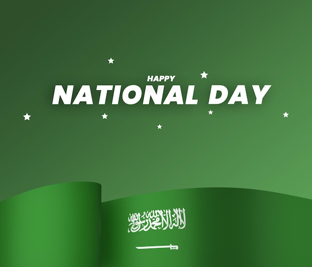 El diseño del elemento de la bandera de arabia saudita el día nacional de la independencia del estandarte de la cinta psd
