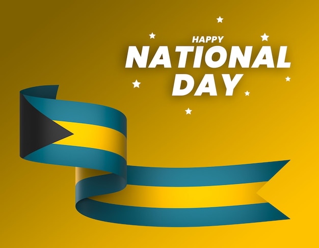PSD el diseño del elemento de la bandera de las bahamas el día nacional de la independencia del estandarte de la cinta psd