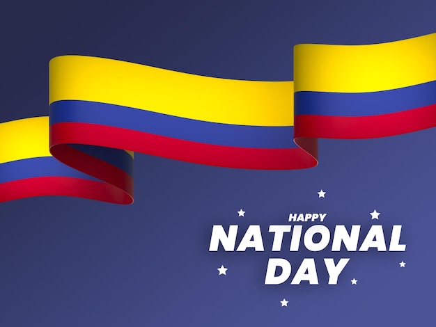 El diseño del elemento de la bandera de Colombia el día de la independencia nacional del estandarte de la cinta psd