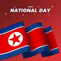 PSD el diseño del elemento de la bandera de corea del norte el día nacional de la independencia del estandarte de la cinta psd