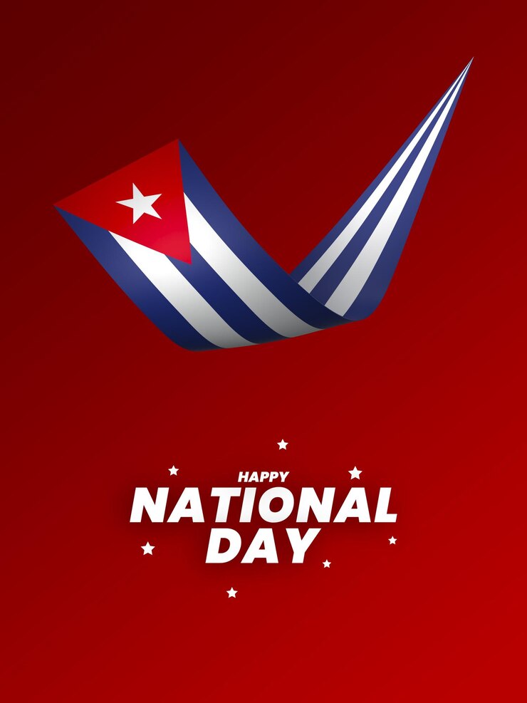 PSD el diseño del elemento de la bandera de cuba el día nacional de la independencia del estandarte de la cinta psd