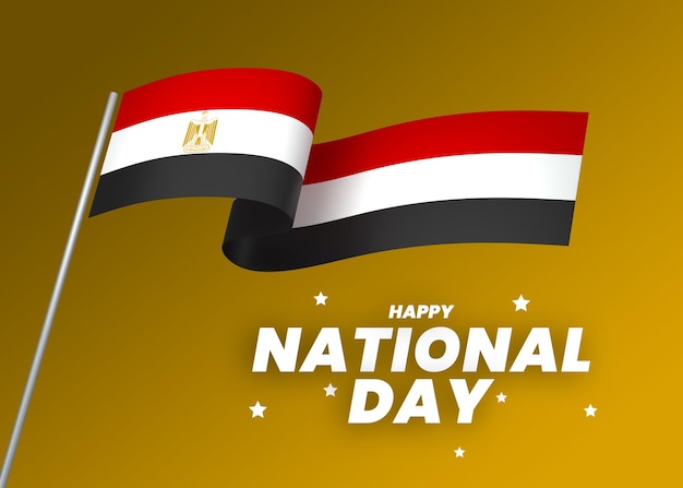 El diseño del elemento de la bandera de Egipto el día nacional de la independencia del estandarte de la cinta psd