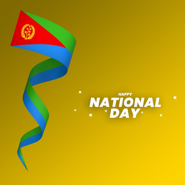 PSD diseño del elemento de la bandera de eritrea día de la independencia nacional bandera cinta psd