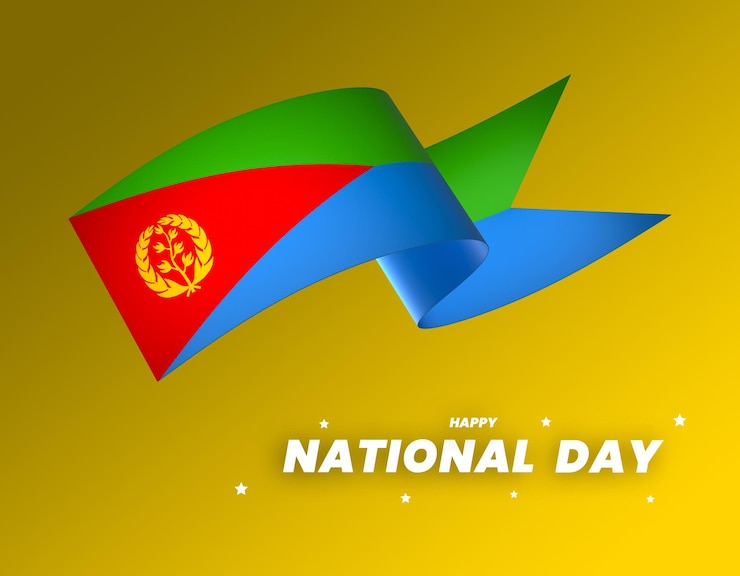 PSD diseño del elemento de la bandera de eritrea día de la independencia nacional bandera cinta psd