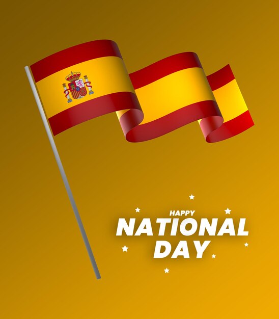 PSD el diseño del elemento de la bandera de españa el día nacional de la independencia del estandarte de la cinta psd