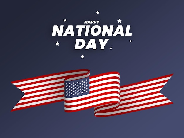 Diseño de elemento de bandera de estados unidos cinta de banner del día de la independencia nacional psd
