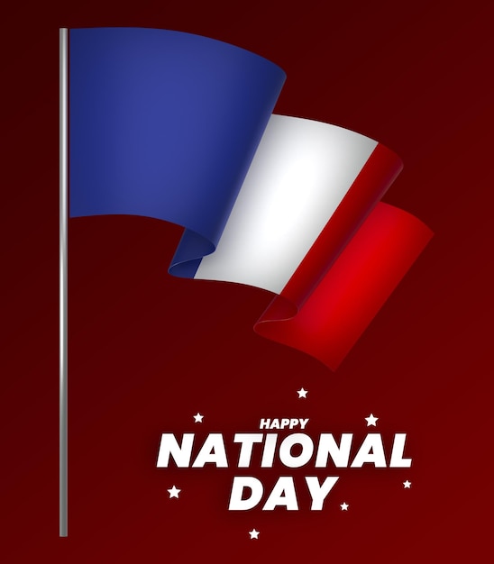 El diseño del elemento de la bandera de Francia el día nacional de la independencia del estandarte de la cinta psd