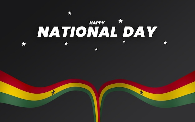 El diseño del elemento de la bandera de Ghana el día nacional de la independencia del estandarte de la cinta psd