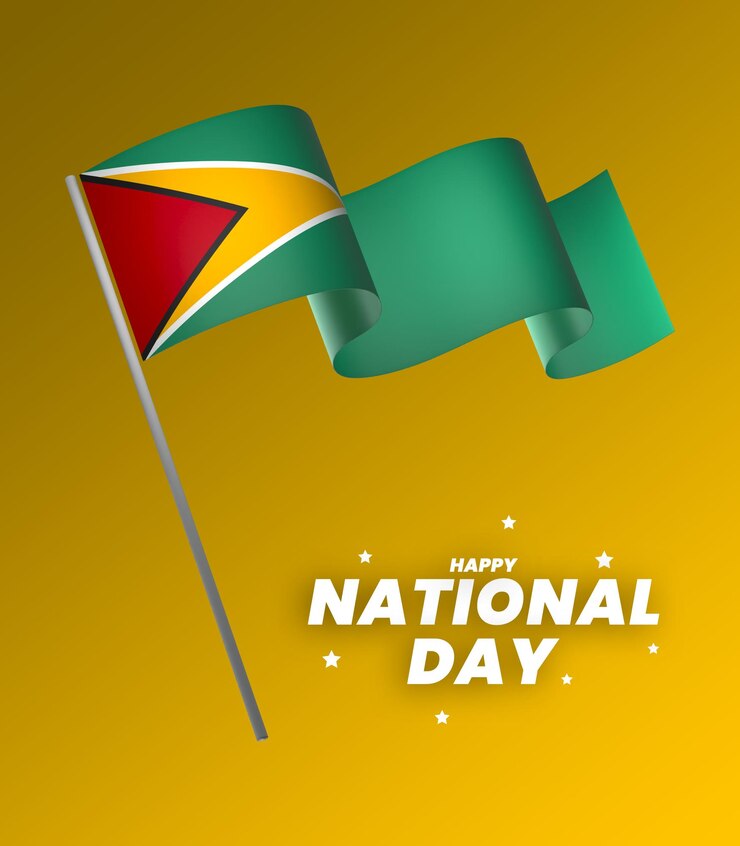 PSD el diseño del elemento de la bandera de guyana el día de la independencia nacional