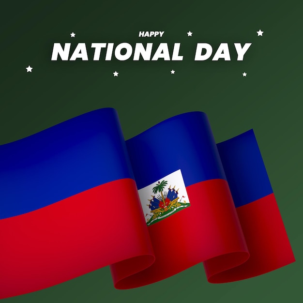 PSD diseño del elemento de la bandera de haití bandera del día de la independencia nacional cinta psd