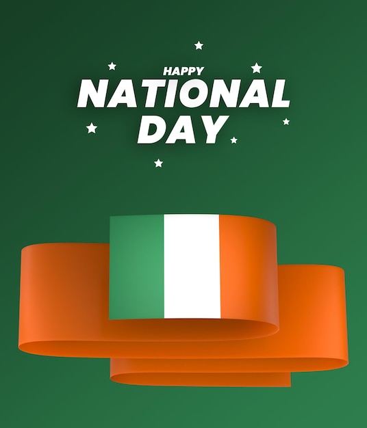 Diseño de elemento de bandera de irlanda cinta de banner del día de la independencia nacional psd