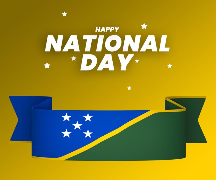 PSD el diseño del elemento de la bandera de las islas salomón día nacional de la independencia estandarte cinta psd
