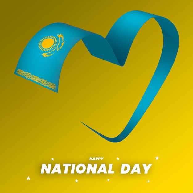 Diseño de elemento de bandera de Kazajstán cinta de banner del día de la independencia nacional psd