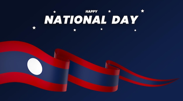 Diseño de elemento de bandera de laos cinta de banner del día de la independencia nacional psd