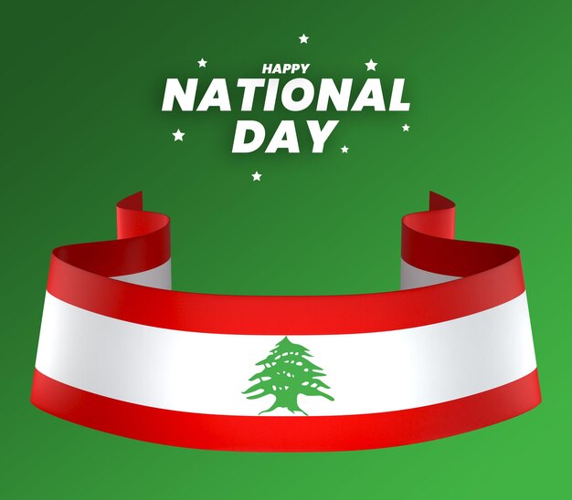PSD diseño de elemento de bandera de líbano cinta de banner del día de la independencia nacional psd