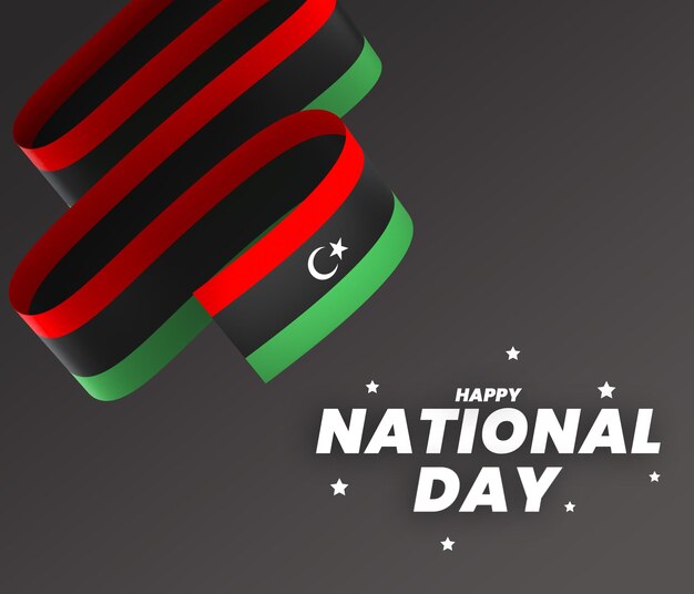 PSD diseño de elemento de bandera de libia cinta de banner del día de la independencia nacional psd
