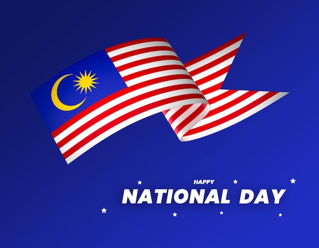 Diseño del elemento de la bandera de Malasia Banner del día de la independencia nacional cinta psd