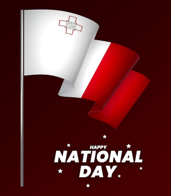 PSD el diseño del elemento de la bandera de malta el día nacional de la independencia del estandarte de la cinta psd