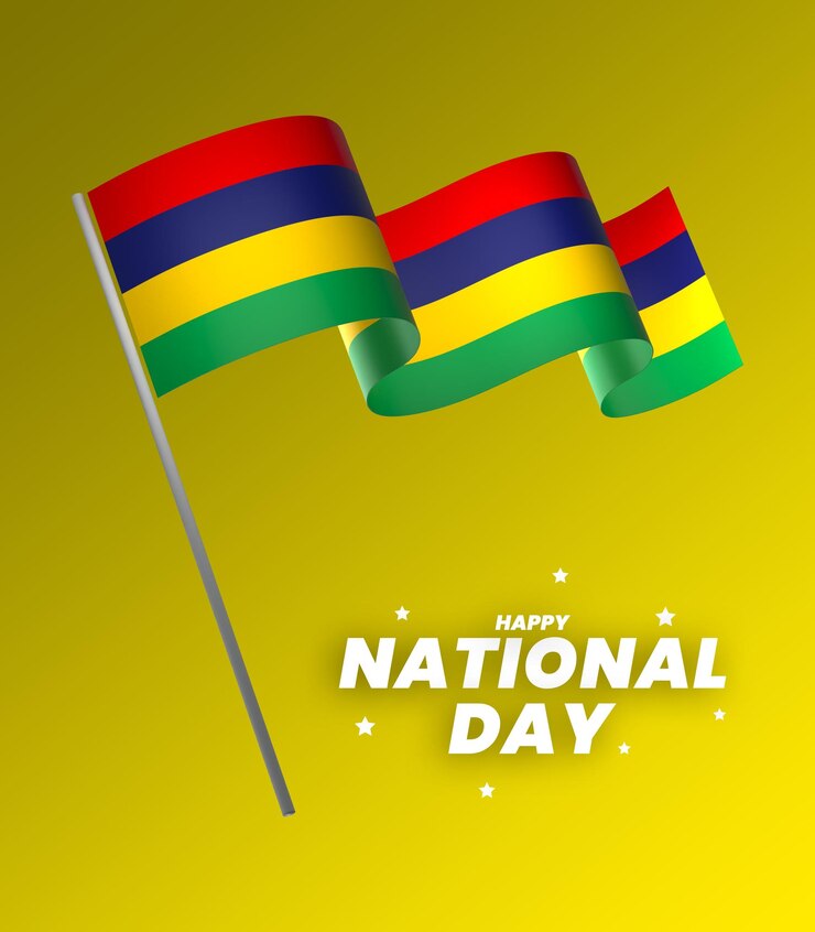 PSD el diseño del elemento de la bandera de mauricio el día nacional de la independencia del estandarte de la cinta psd
