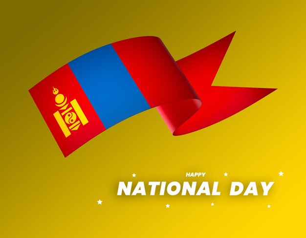 El diseño del elemento de la bandera de Mongolia el día de la independencia nacional del estandarte de la cinta psd