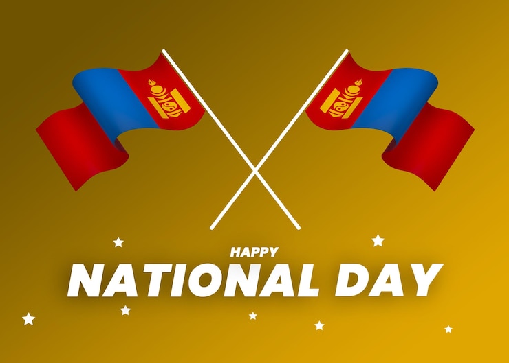 PSD el diseño del elemento de la bandera de mongolia el día de la independencia nacional del estandarte de la cinta psd