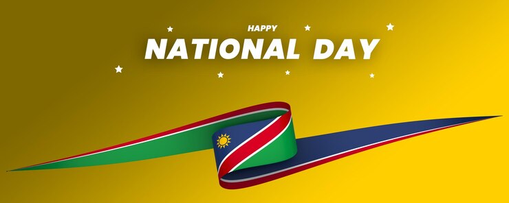 PSD el diseño del elemento de la bandera de namibia el día nacional de la independencia del estandarte de la cinta psd