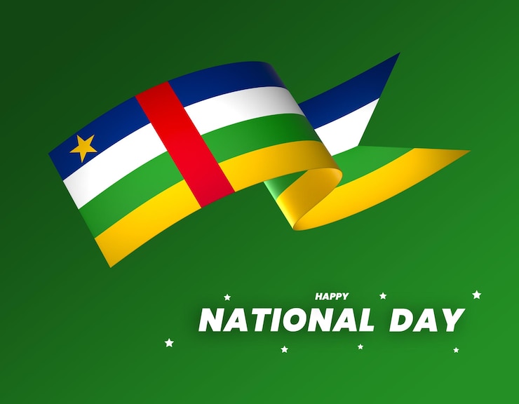 PSD el diseño del elemento de la bandera de la república centroafricana el día nacional de la independencia del estandarte de la cinta psd