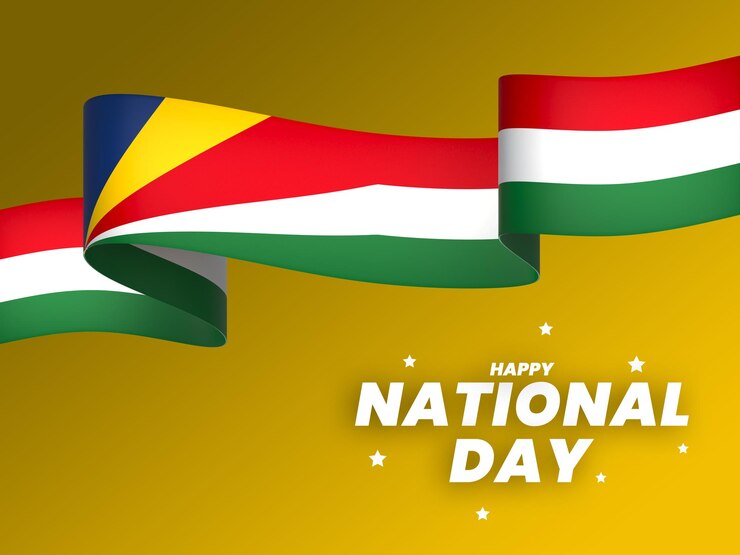PSD el diseño del elemento de la bandera de las seychelles el día nacional de la independencia del estandarte de la cinta psd