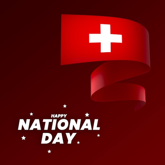 PSD diseño de elemento de bandera de suiza cinta de banner del día de la independencia nacional psd