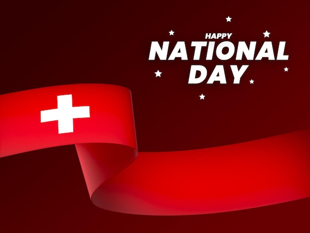 PSD el diseño del elemento de la bandera de suiza el día nacional de la independencia del estandarte de la cinta psd