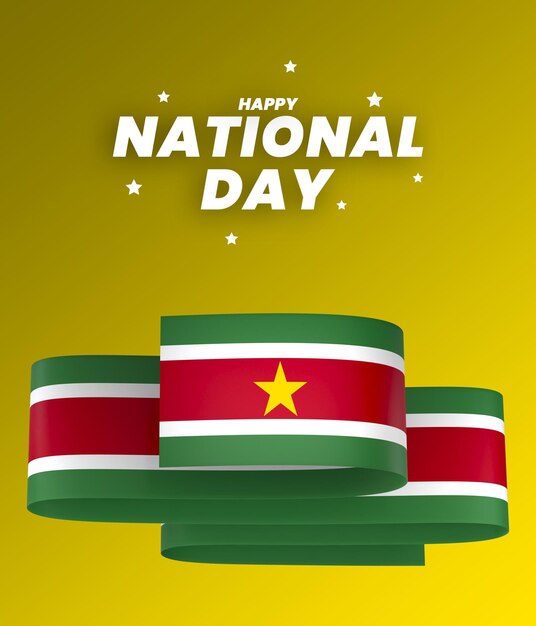 Diseño de elemento de bandera de surinam cinta de banner del día de la independencia nacional psd
