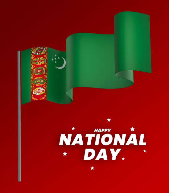 PSD el diseño del elemento de la bandera de turkmenistán el día de la independencia nacional