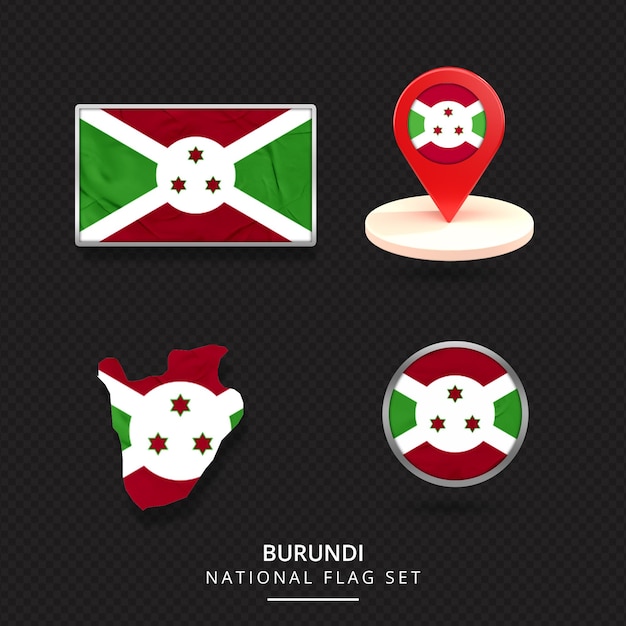 Diseño de elemento de ubicación de mapa de bandera nacional de burundi