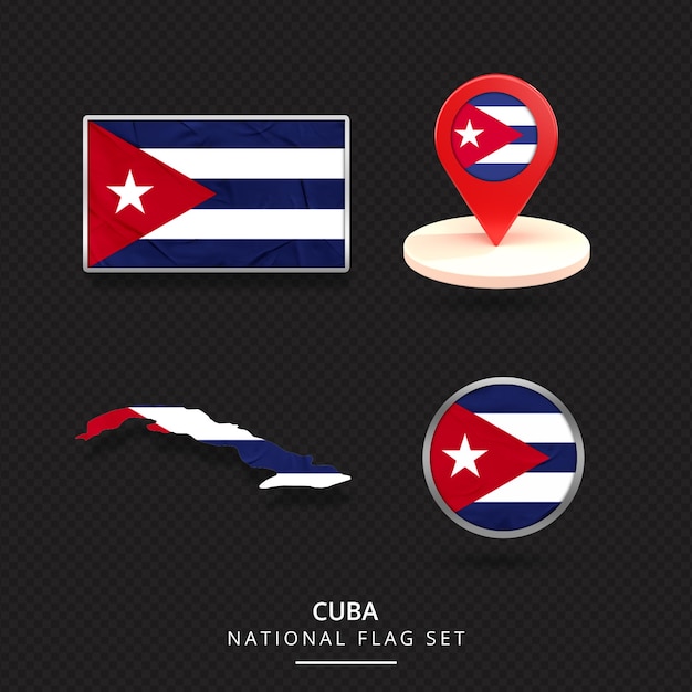 Diseño de elemento de ubicación de mapa de bandera nacional de Cuba