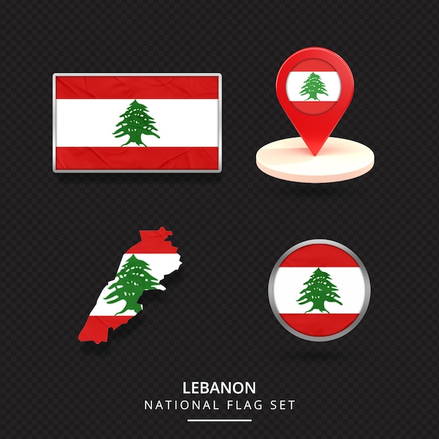 Diseño de elemento de ubicación de mapa de bandera nacional de Líbano