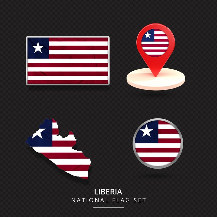PSD diseño de elemento de ubicación de mapa de bandera nacional de liberia