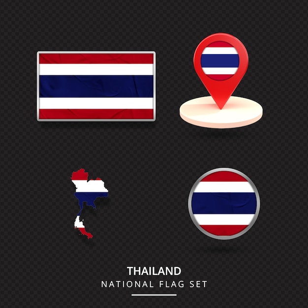 PSD diseño de elemento de ubicación de mapa de bandera nacional de tailandia