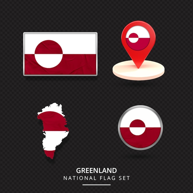 Diseño de elementos de ubicación del mapa de la bandera nacional de Groenlandia