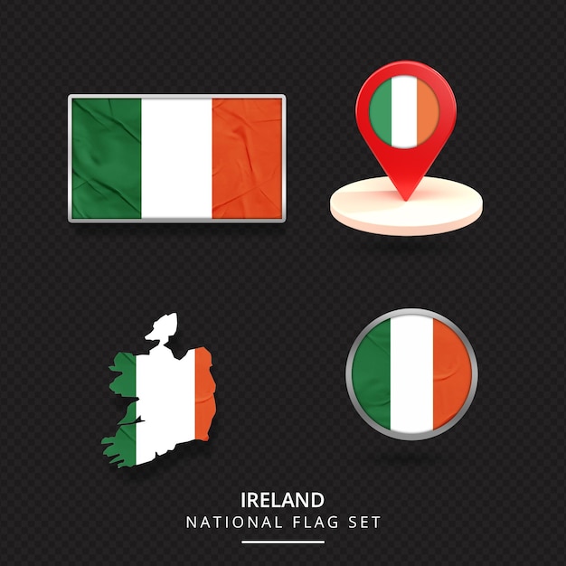 PSD diseño de elementos de ubicación del mapa de la bandera nacional de irlanda