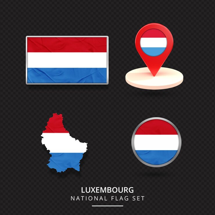 PSD diseño de elementos de ubicación del mapa de la bandera nacional de luxemburgo