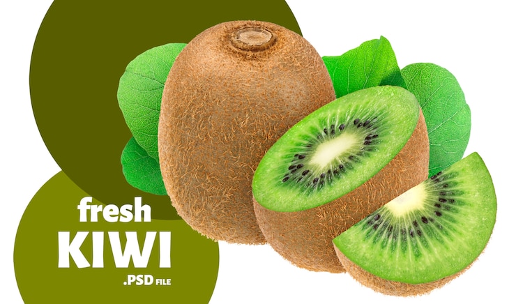 PSD diseño de envases de kiwis frescos