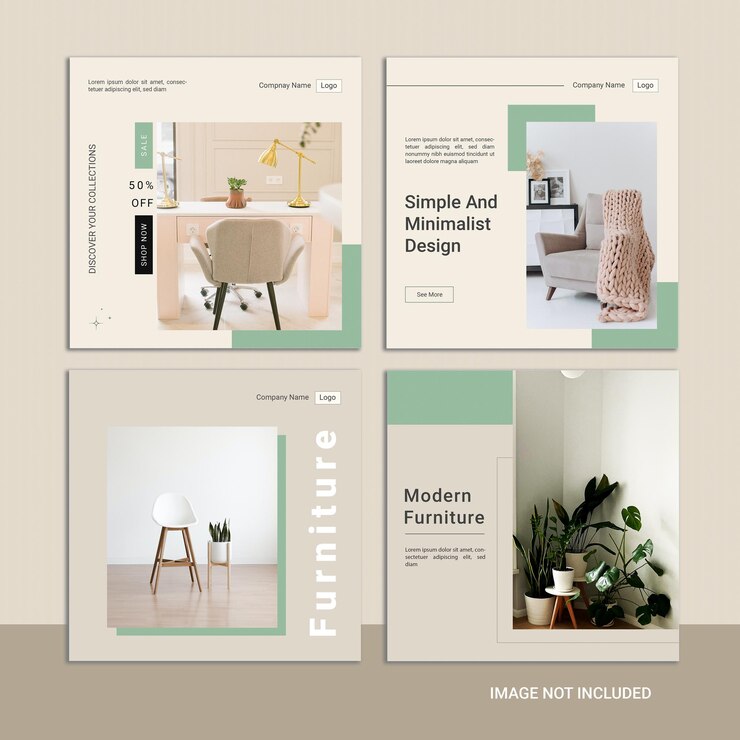 Diseño de escenografía de publicación de instagram de muebles mínimos
