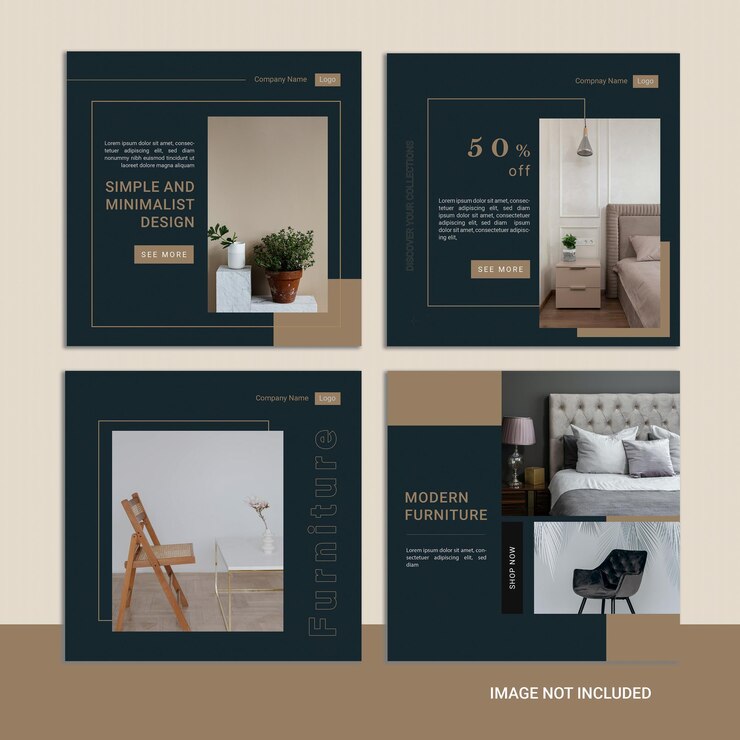 Diseño de escenografía de publicación de instagram de muebles mínimos