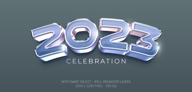 Diseño especial de celebración de 2023 con efecto de estilo 3d de número editable