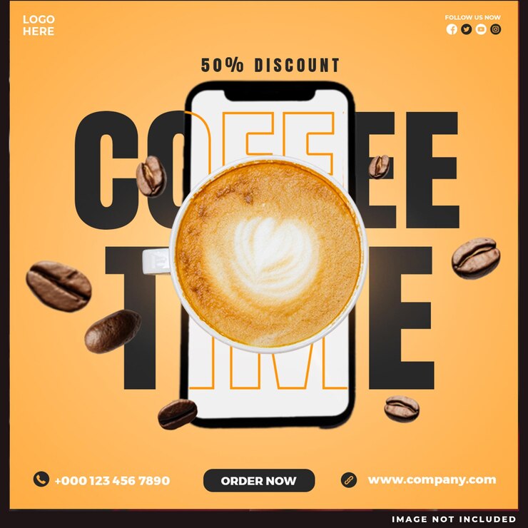 PSD diseño especial de medios sociales para el café