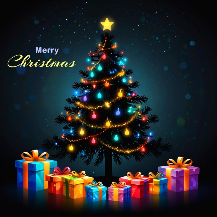 PSD diseño de estandarte de feliz navidad con árbol