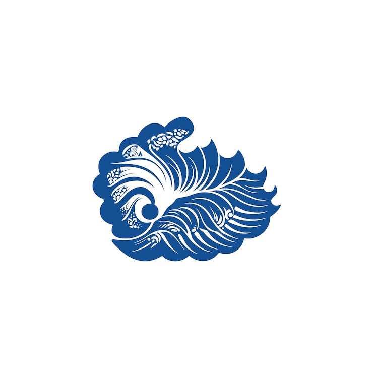 PSD diseño estilizado de ondas azules arte abstracto del océano