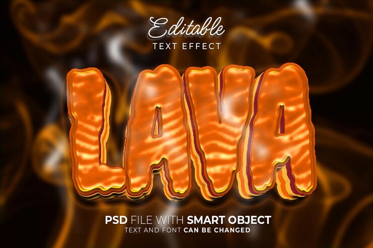 PSD diseño de estilo editable de efecto de texto de lava
