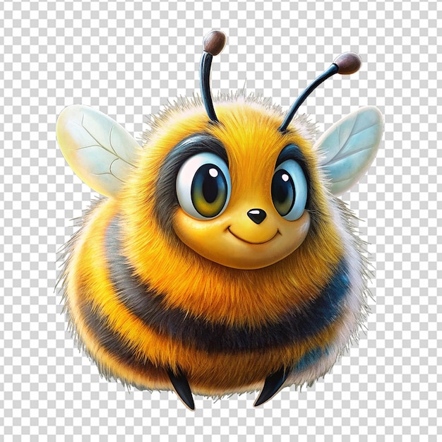 PSD diseño de etiquetas de abejas bonitas dibujadas a mano con fondo transparente