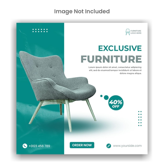 Diseño exclusivo de plantilla de publicación de instagram o redes sociales de venta de muebles